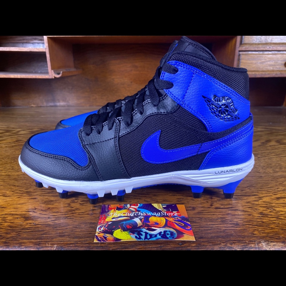 🏈Air Jordan Retro 1 Mid "Royal" Football Cleat - Picture 4 of 5